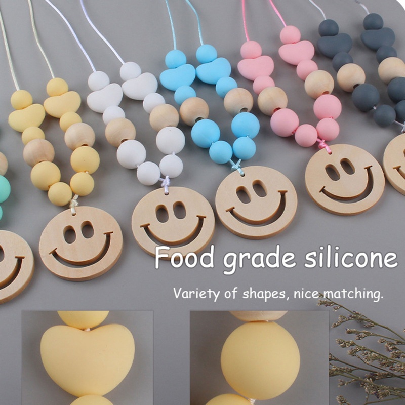 Đồ Chơi Dây Chuỗi Hạt Dài Bằng Silicon Cấp Thực Phẩm Hình Mặt Cười Dễ Thương Cho Bé Mọc Răng