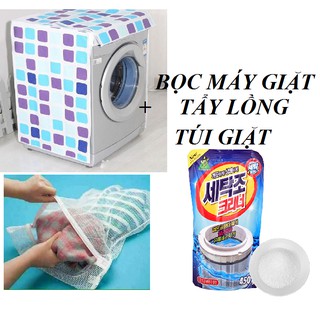 Combo 1 bọc máy giặt + 1 tẩy lồng + 2 túi lưới giặt