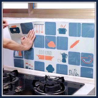 Giấy dán tường trang trí nhà bếp họa tiết ô gạch chống văng dầu chống thấm nước