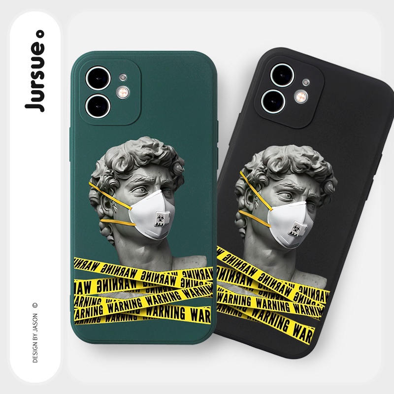 Ốp lưng JURSUE mềm viền vuông hình độc lạ đen Cho iPhone 14 13 12 11 Pro Max SE 2020 X XR XS 8 7 ip 6S 6 Plus Y2270