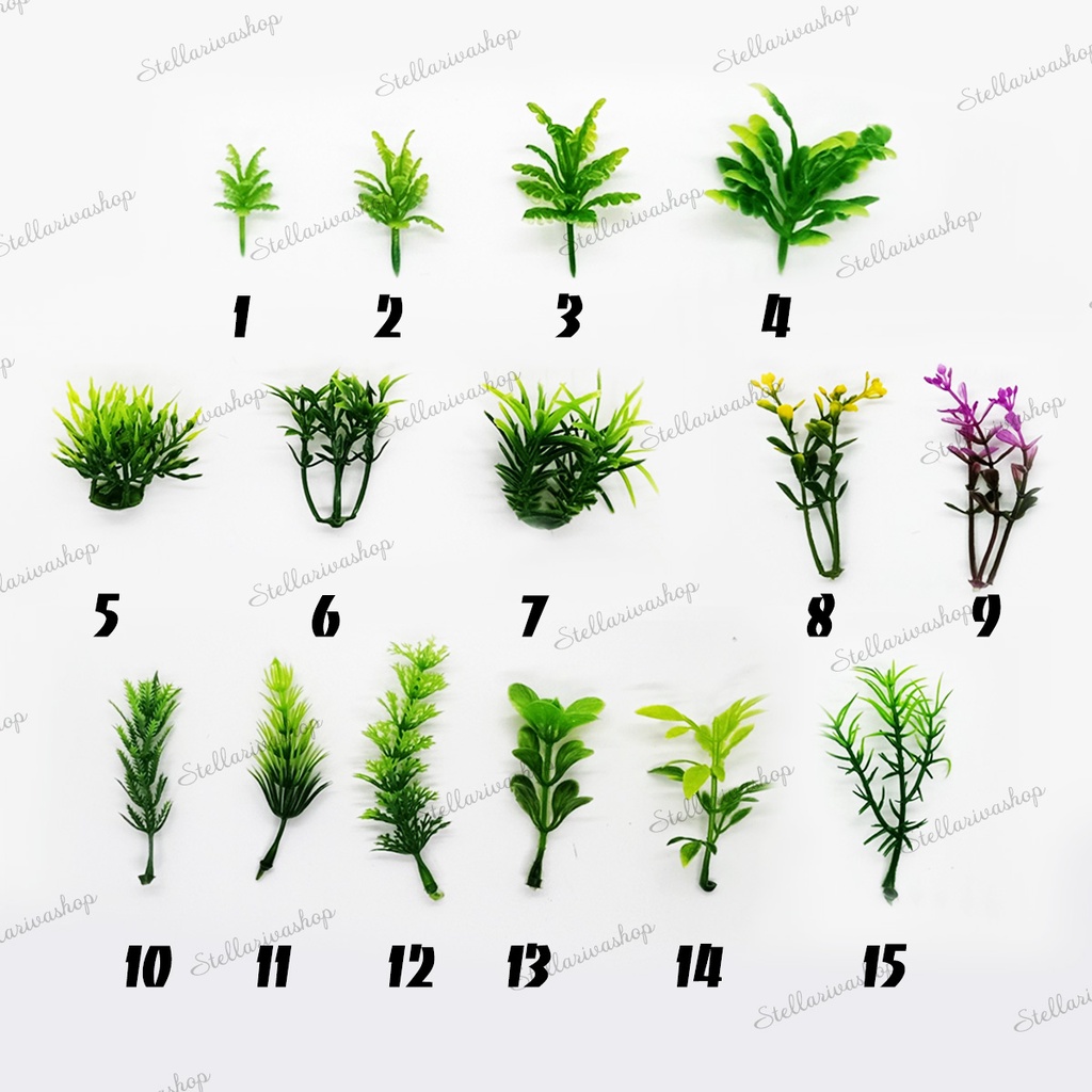 Mô hình cây xanh nhỏ các loại làm tiểu cảnh terrarium/ mô hình trang trí nhà tăm tre