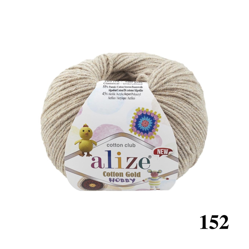 Cuộn len hè trơn đan móc thú Cotton Gold Hobby Baby New hãng Alize