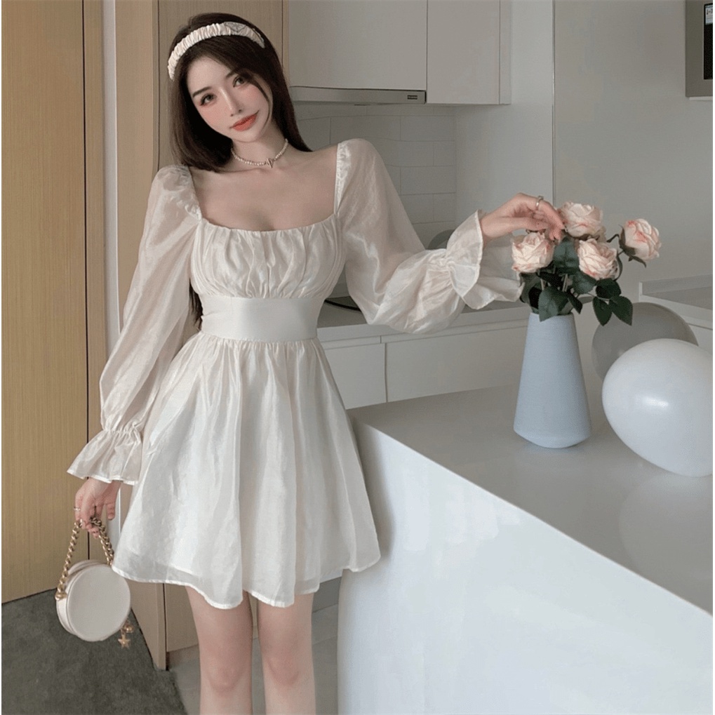 (Free Ship) Đầm Tơ Ánh Kim Kiểu Dáng Hàn Quốc UP