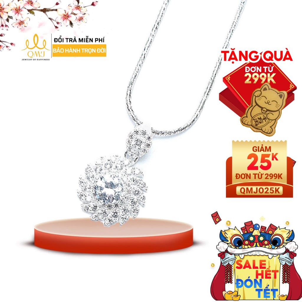 Dây chuyền bạc QMJ Hoa xoáy nạm đá tinh tế bạc 925 cao cấp - Q134