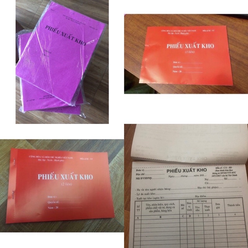 Phiếu Xuất Kho, phiếu nhập kho, phiếu thu, phiếu chi A4, A5 loại 1 liên 2 liên 3 liên