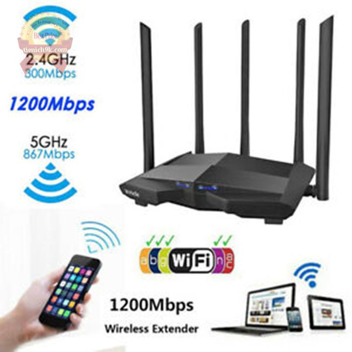 Router Tenda Wifi AC7 AC1200 5gHz 2.4gHz 5 râu xuyên thường kiêm Modem Repeater Wifi mesh max speed 1200Mbps | BigBuy360 - bigbuy360.vn