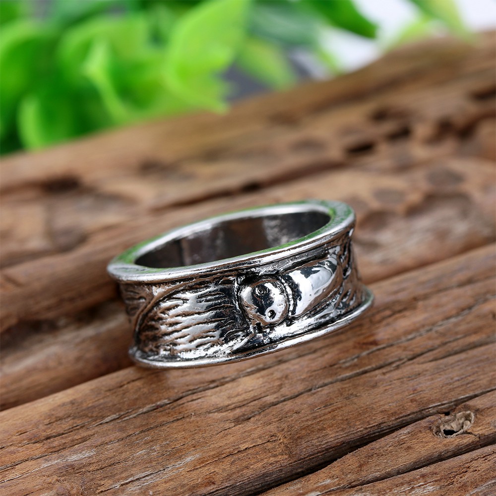 Nhẫn Thép Titan Khắc Hình Sói Khổng Lồ Thời Trang Phong Cách Hip Hop Gothic Dành Cho Nam Đi Xe Đạp