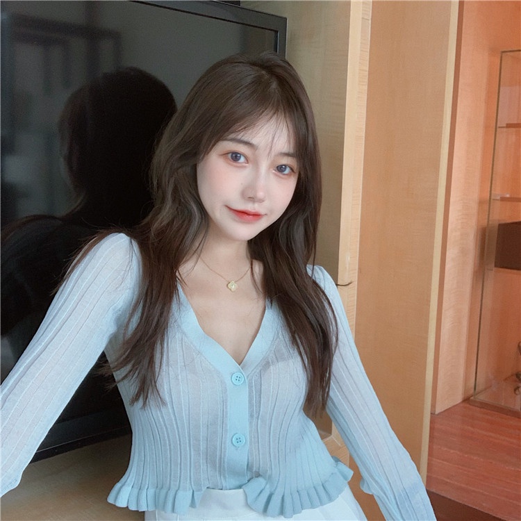 Porozi  Áo cardigan tay dài chống nắng màu trơn thời trang mùa hè phong cách Hàn Quốc cho nữ