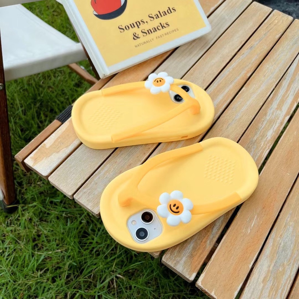 Ốp Điện Thoại silicone tpu Mềm Hình Dép Màu Vàng Cho Iphone 14 14pro 13 12 pro max 11 pro max xs max xr x 7 8 plus 14promax