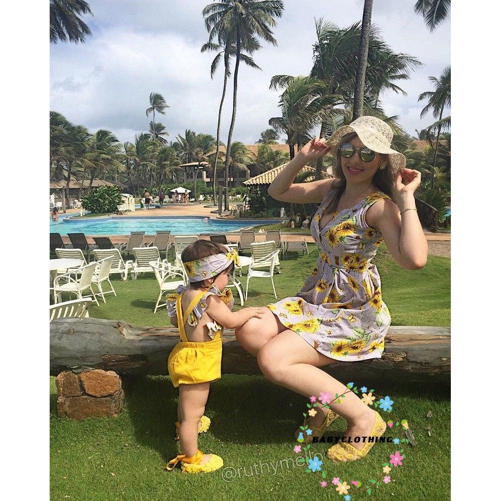 Set áo liền quần ngắn tay + băng đô dễ thương cho bé gái