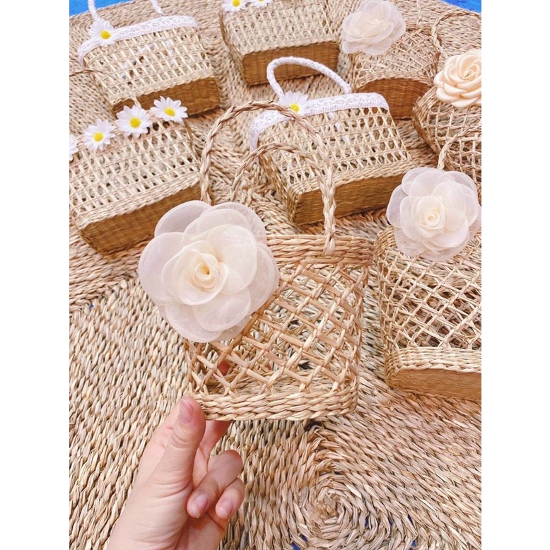 Túi cói cầm tay chụp ảnh, túi cói đi biển vintage đa dạng mẫu mã, thân thiện với môi trường, giỏ cắm hoa  M93