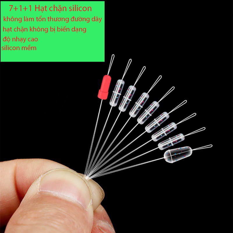 Tép chặn buộc trục câu đài loại silicon trong suốt cao cấp 7+2