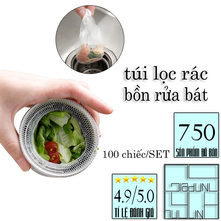 Set 100 túi lọc rác chậu rửa thông minh sạch gọn - túi lọc rác bồn rửa chén bát