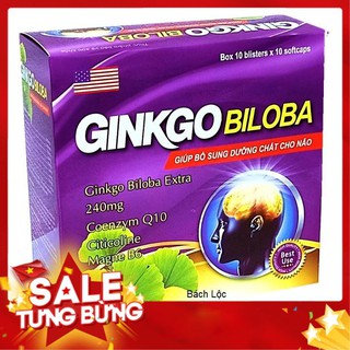 Hoạt Huyết Dưỡng Não Ginkgo Biloba 240mg - Giảm Đau Đầu, Hoa Mắt, Chóng Mặt - Hộp 100 Viên Sử Dụng 50 Ngày-Hộp Tím