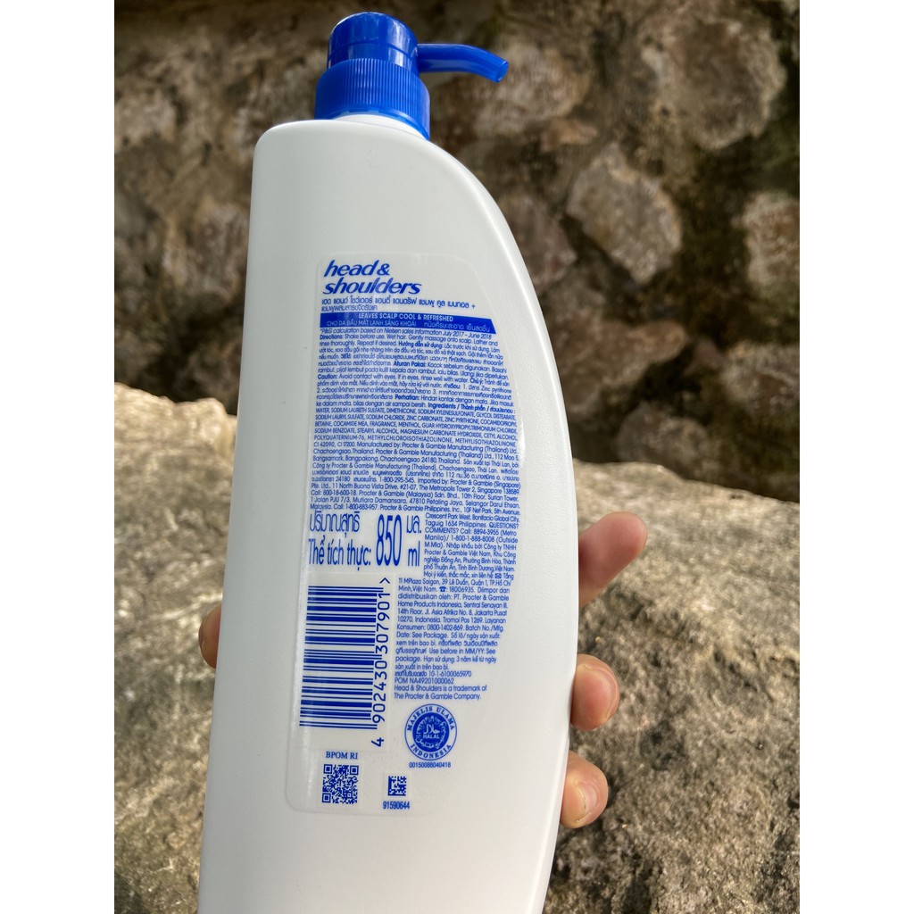 DẦU GỘI ĐẦU HEAD &amp; SHOULDERS BẠC HÀ MÁT LẠNH COOL MENTHOL 850ML