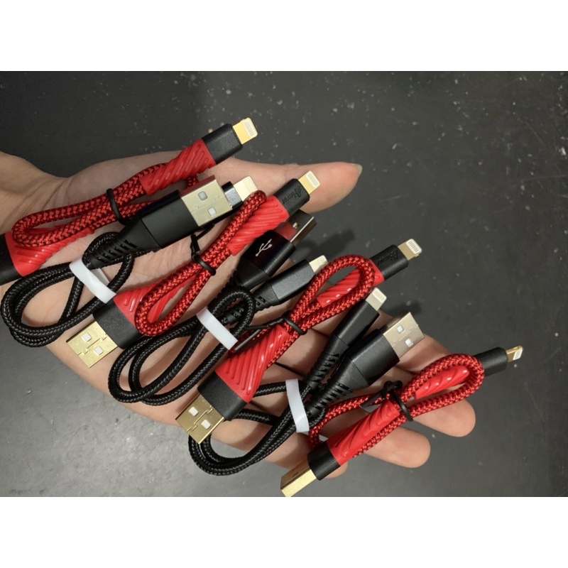 Dây Cáp Xạc Bọc dù Cao cấp  ngắn 25cm chân lightning