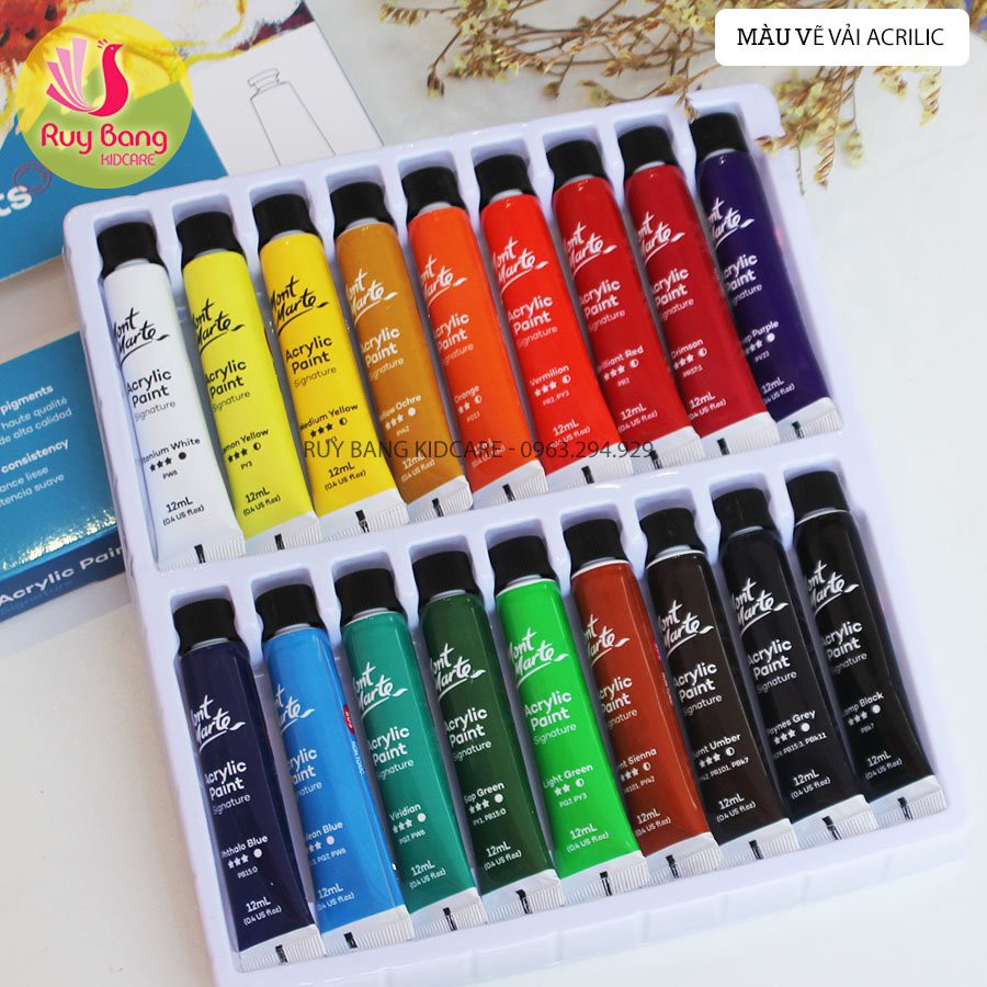 Màu vẽ vải acrylic Mont marte dùng vẽ màu lên cánh hoa