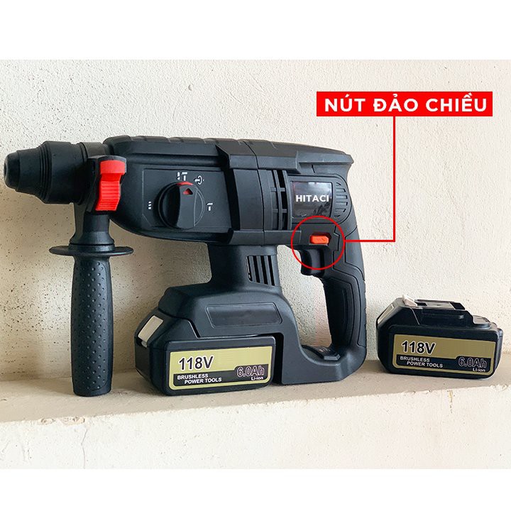 Máy Khoan Đục Bê Tông HITACHI 118V 3 Chức Năng, 2 PIN, Không Chổi Than