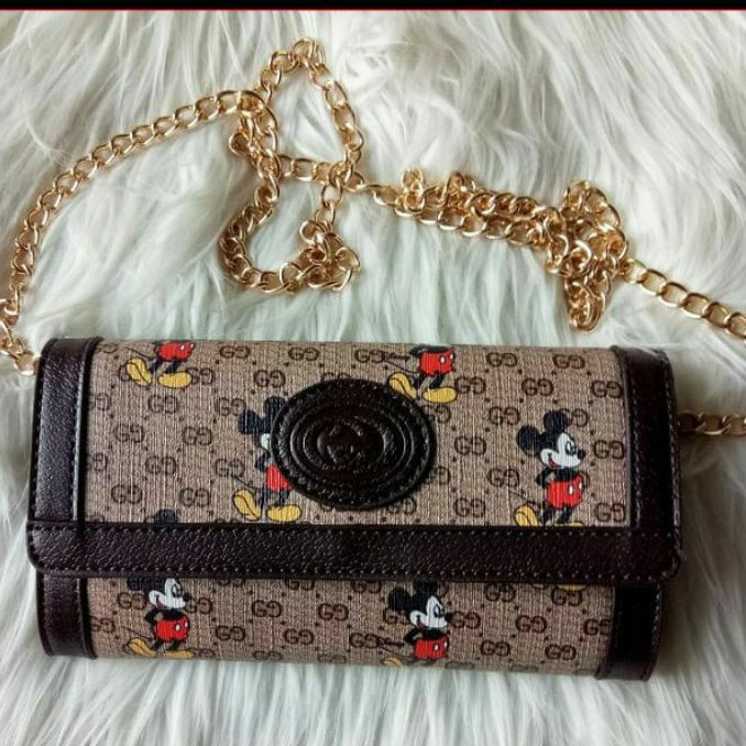 Ví Gucci Phối Dây Xích In Hình Chuột Mickey Dễ Thương