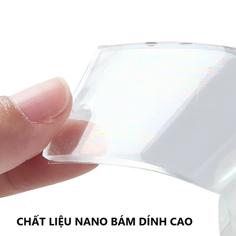 Băng dính 2 mặt siêu dính trong suốt, băng keo nano đa năng có thể tái sử dụng