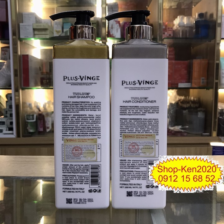 Cặp dầu gội xả COLLAGEN VINGE 1000ml x2 giảm rụng tóc, ngăn rụng tóc, phục hồi tóc hư tổn