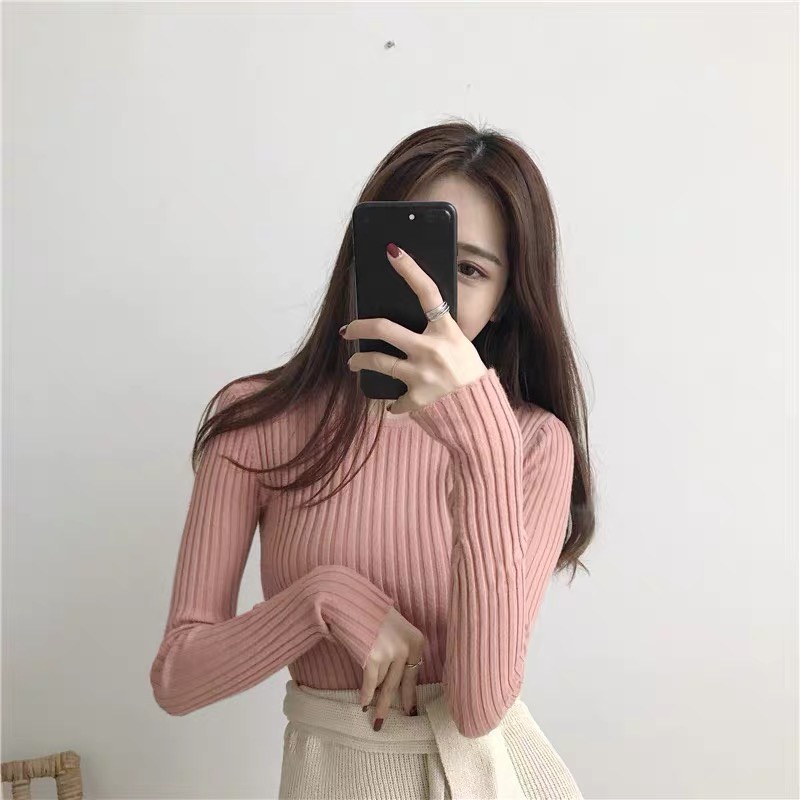 Áo Len Nữ Cổ Tròn Dệt Kim Tay Dài Màu Trơn Basic Quảng Châu Cao Cấp K2C8 | BigBuy360 - bigbuy360.vn