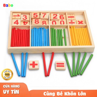 Bộ Que Tính Học Toán Thông Minh Bằng Gỗ nhiều màu sắc, có hộp gỗ tiện lợi cho bé - TG12