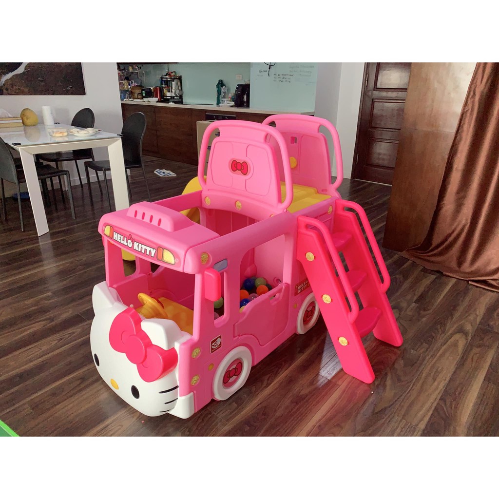 Bể bóng cầu trượt Hàn Quốc xe Bus Hello Kitty 3 trong 1 BBTGlobal Y1601