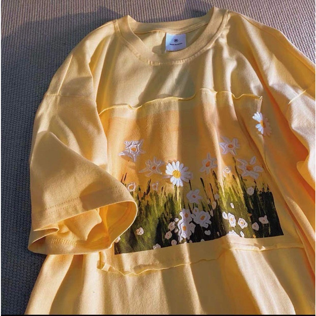 Áo Thun vàng May Hoa [FREESHIP]  Phông ngắn tay lỡ form rộng bánh bèo pastel đẹp cá tính Ulzzang