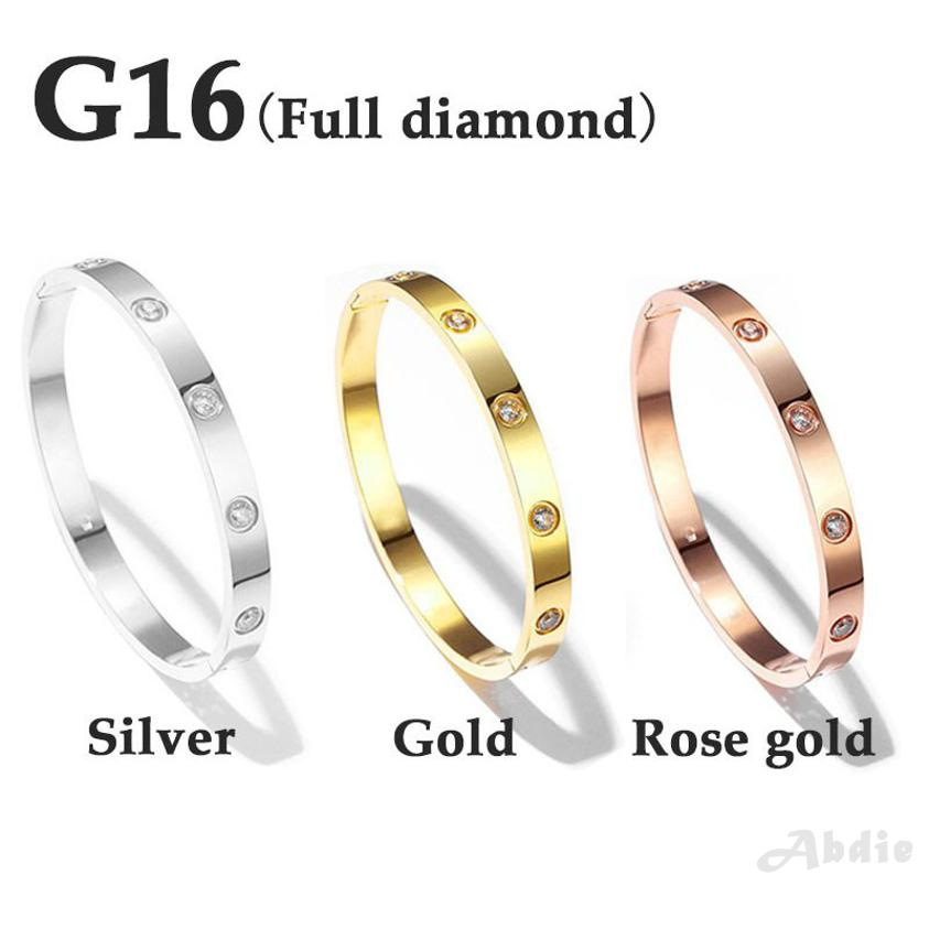 [Abdie] Vàng 24K G16 Thép không gỉ Kim cương vĩnh cửu Vòng kim loại Vòng Vòng tay tay Cặp đôi Vòng tay 716