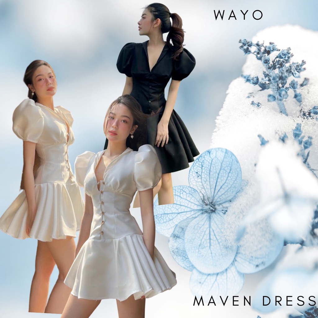 Đầm WAYO cổ vest phối nút 2 màu xinh xắn