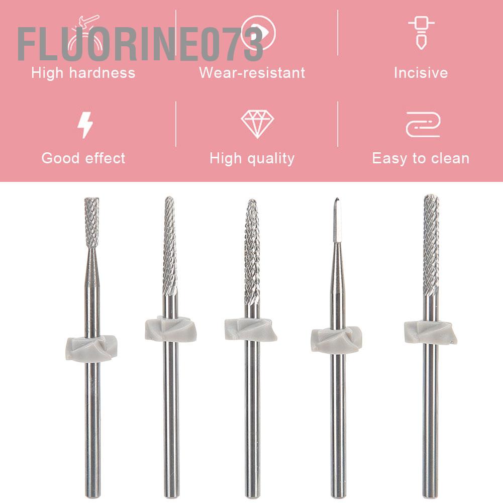 [Hàng Sẵn] 5 cái Vonfram Thép Móng Tay Nghệ Thuật Mài Đầu Da Chết Loại Bỏ Mũi Khoan Bộ 【Fluorine073】