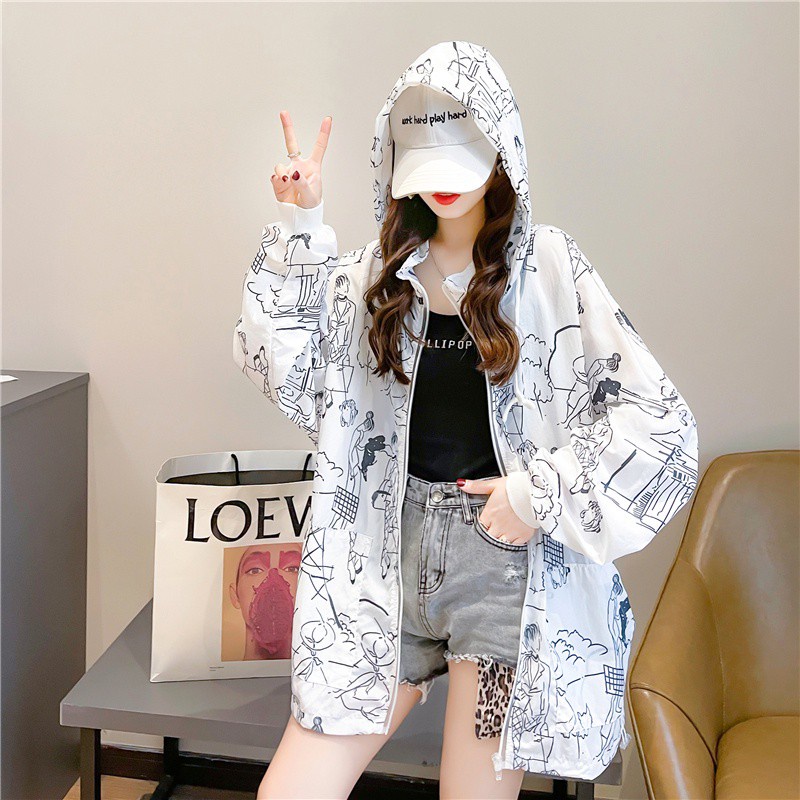 Áo Khoác Hoodie Chống Nắng In Họa Tiết Hoạt Hình Xinh Xắn Cho Nữ | BigBuy360 - bigbuy360.vn