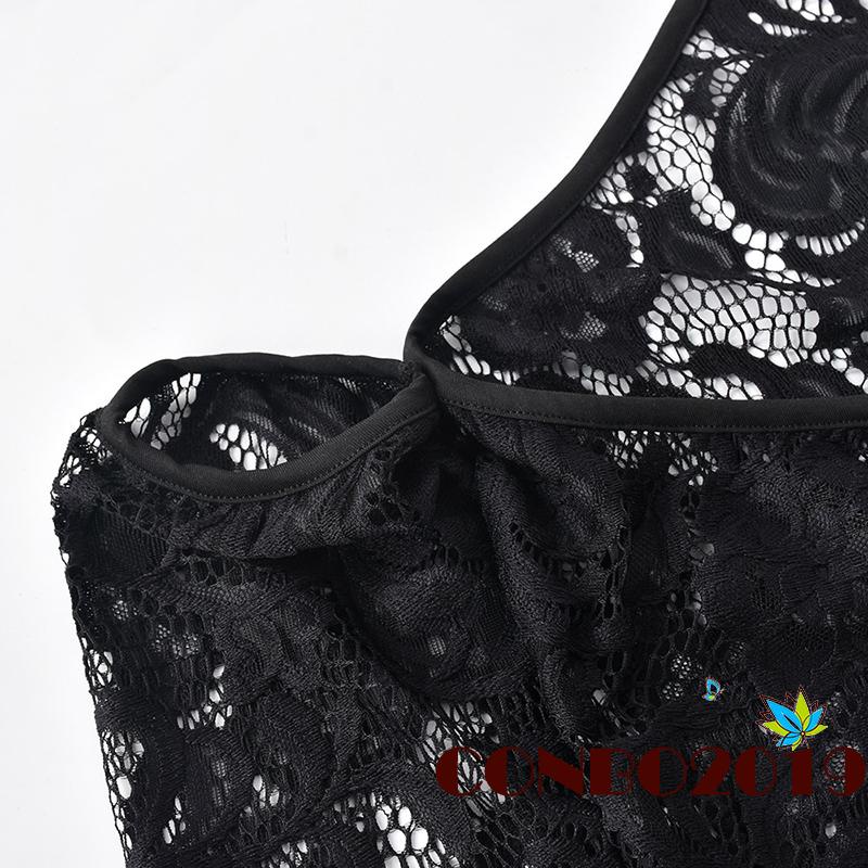 Đầm Ren Một Mảnh Tay Dài Cổ Yếm Có Dây Rút Dành Cho Nữ