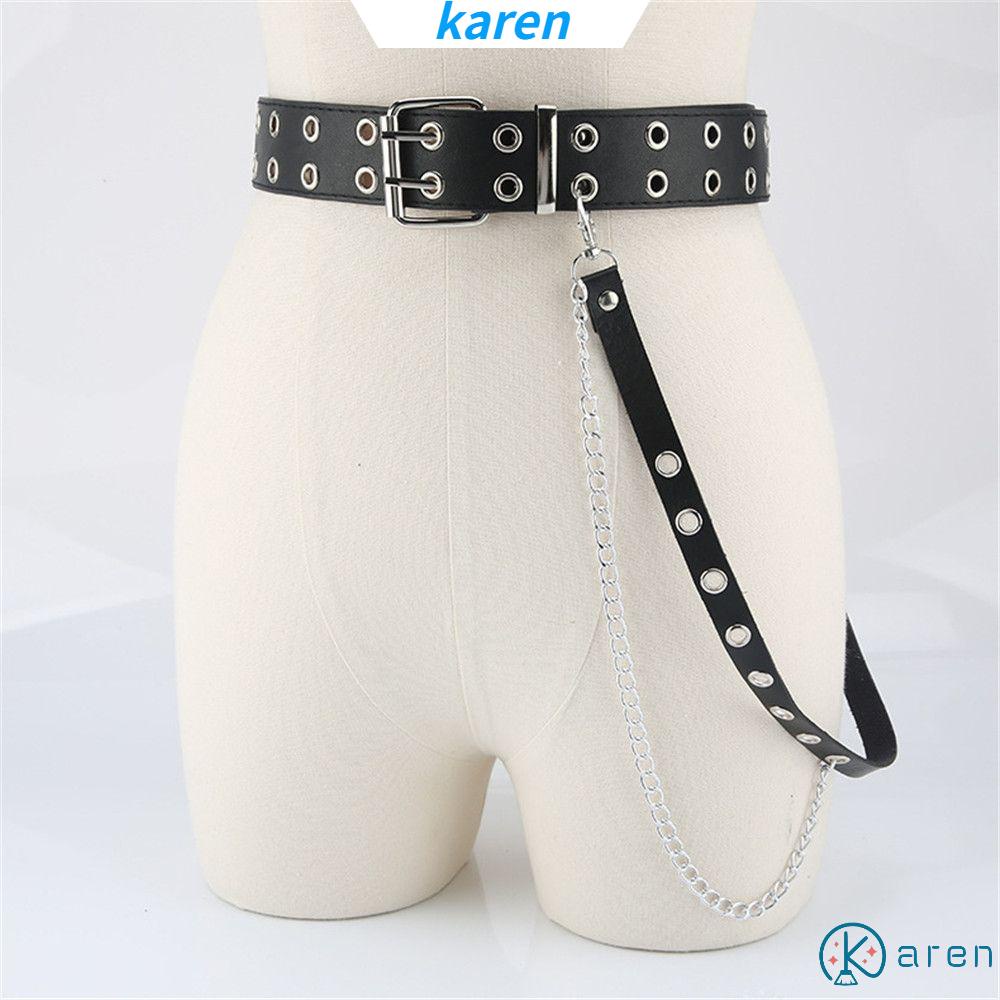 Karen 2 Cái|Set 3 Dây Thắt Lưng Hai Hàng Nút Phối Dây Xích Phong Cách Punk Harajuku Cá Tính