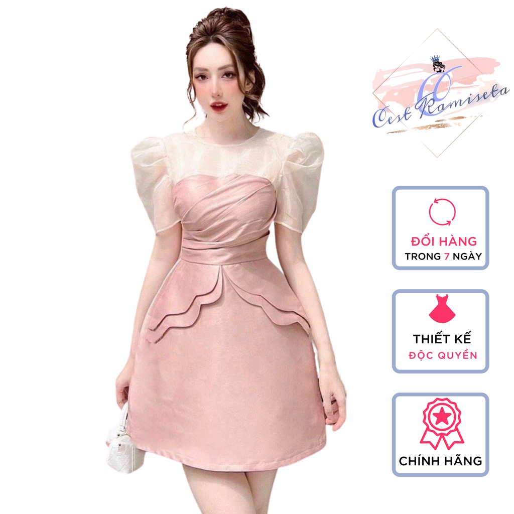 Váy xòe dáng dài Cest Kamiseta thiết kế chất liệu kaki cao cấp tiểu thư hàn quốc đi chơi ,dự tiệc