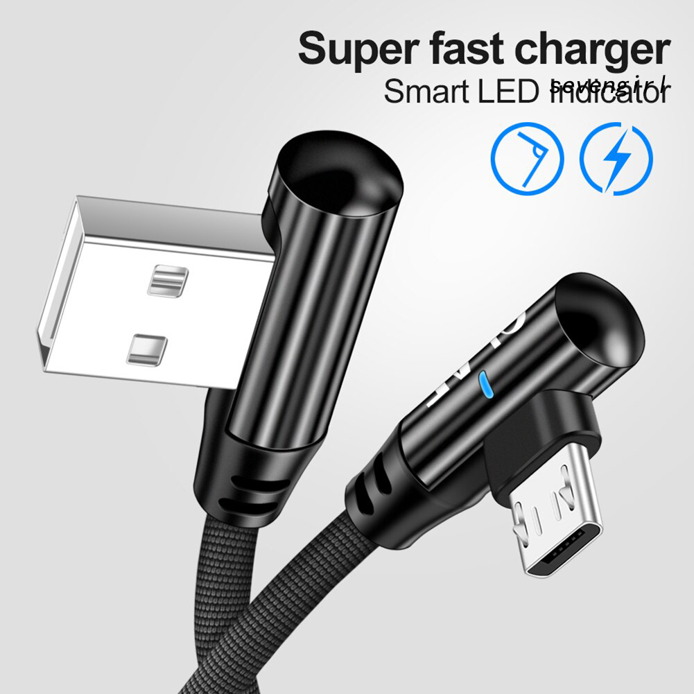 Cáp Sạc Nhanh Sev-Olaf 2.4a Micro Usb Có Đèn Led 90 Độ Cho Điện Thoại Android