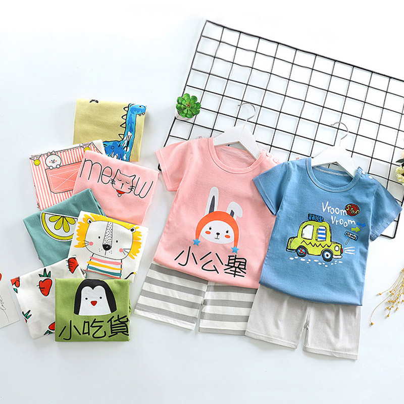 Set Áo Thun Tay Ngắn Và Quần Short Dễ Thương Cho Bé Trai