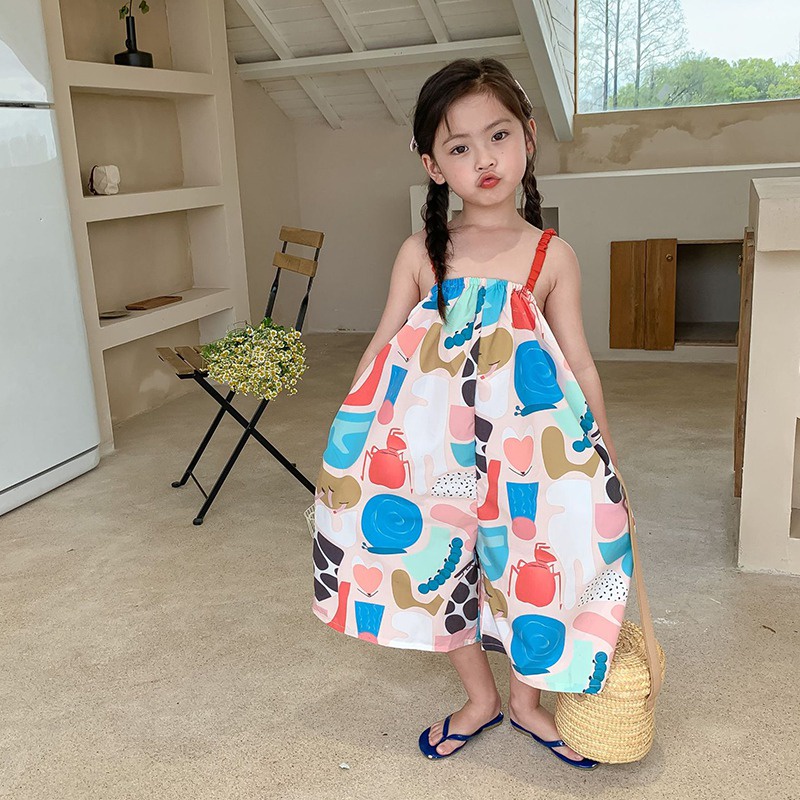 Đầm Hoa Hai Dây Mùa Hè Phong Cách Hàn Quốc Cho Bé Gái