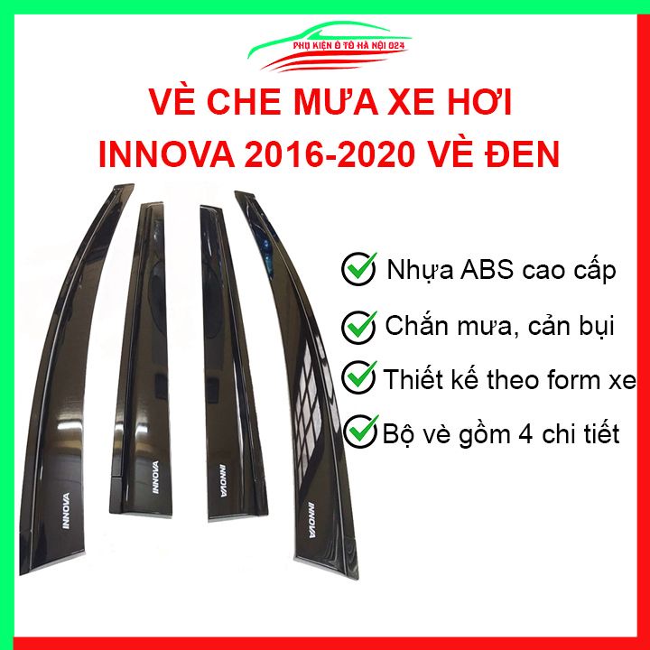 Vè che mưa cho xe ô tô Innova 2016-2020 vè đen bảo vệ trang trí xe