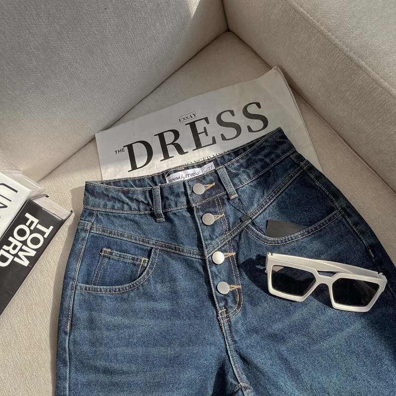 Quần jeans suông 4 nút gài MIEU - JMR06