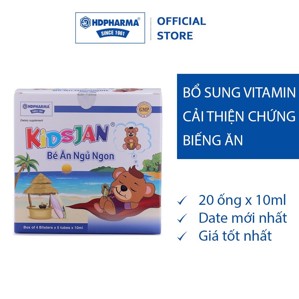 KIDSJAN Bé Ăn Ngủ Ngon - Bổ Sung Vitamin, Cải Thiện Chứng Biếng Ăn (Hộp 4 Vỉ x 5 Ống x 10ml)