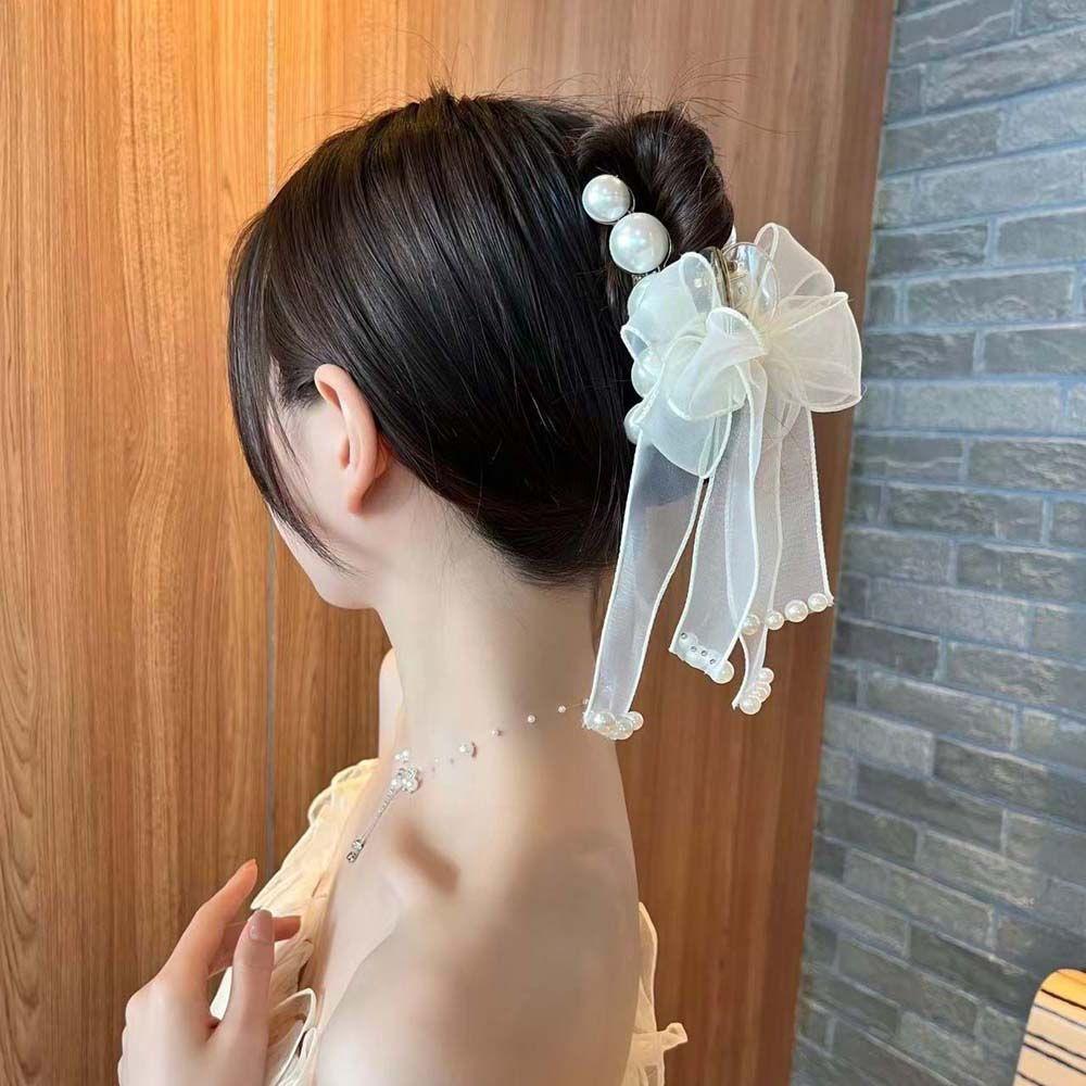 Kẹp Tóc Nơ Ruy Băng Màu Đen / Be Ngọt Ngào Thanh Lịch