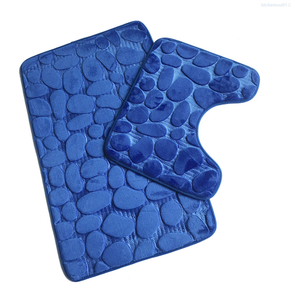 Bộ 2 thảm lót cửa chùi chân Chống Trượt Siêu Thấm Hút Màu Xanh Đậm Cho Nhà Tắm, Phòng Vệ Sinh.... | BigBuy360 - bigbuy360.vn