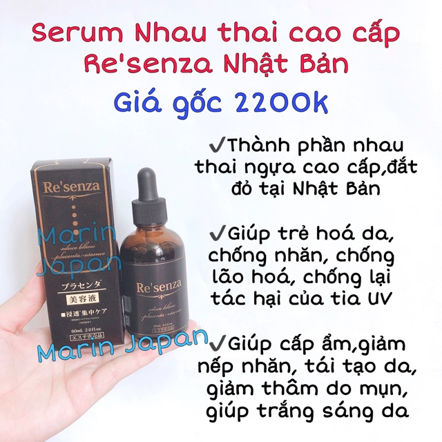 (Giá gốc 2200k->450k) Serum tinh chất dưỡng trắng da chiết xuất nhau thai ngựa cao cấp Re'senza Nhật bản