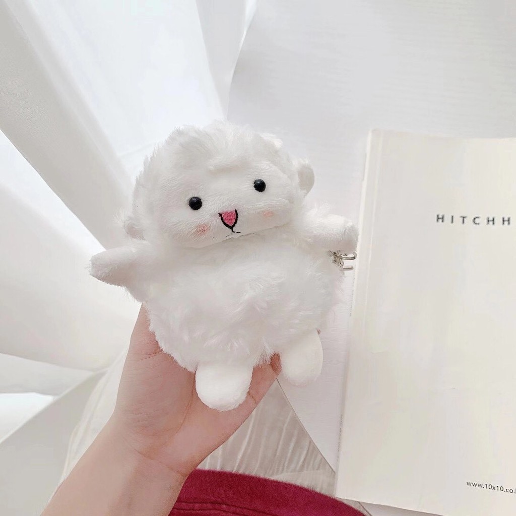 Vỏ bảo vệ hộp sạc tai nghe thích hợp cho Airpods 1/ 2 hình chú cừu nhồi bông dễ thương