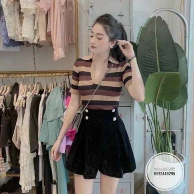 Quần short nhung 4 khuy dáng váy | BigBuy360 - bigbuy360.vn