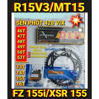 NHÔNG SÊN DĨA 💥789k💥 R15V3/MT15/FZ 155i/XSR 155 46T 47T 48T 49T 50T 52T SÊN PHỐT TFX/DID 428 VIX BAO BÌ MỚI CHÍNH HÃNG
