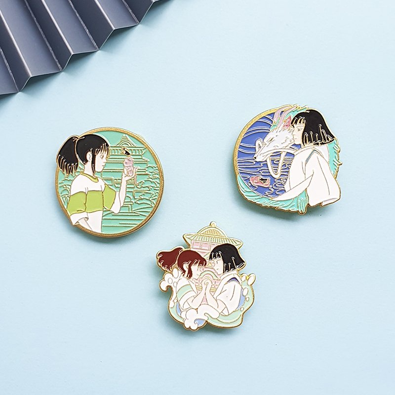 Pin cài áo anime Spirit Away Vùng đất linh hồn hoạt hình Ghibli Chihiro/ Haku/ Vô diện/ Bồ hóng - GC318