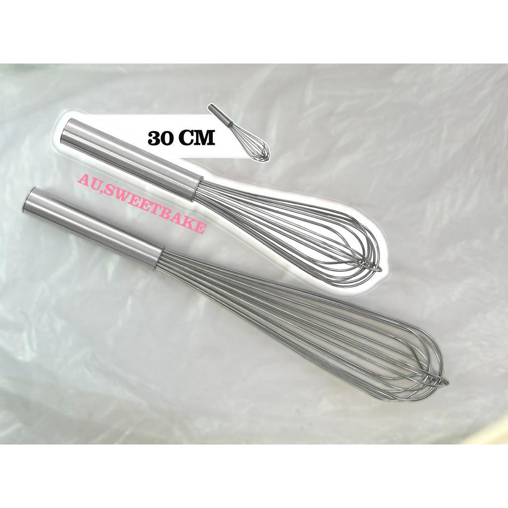 Cây đánh trứng inox cầm tay nhiều size, dụng cụ phới lồng to đánh trứng, khuấy bột thép không gỉ làm bánh